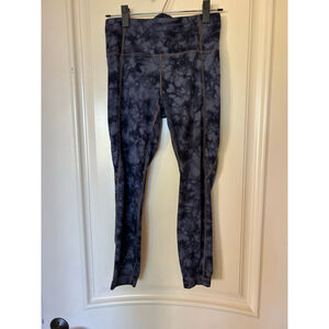 Women's Athleta Salutation Tie Dye Leggings M Dark Blue Light Blue